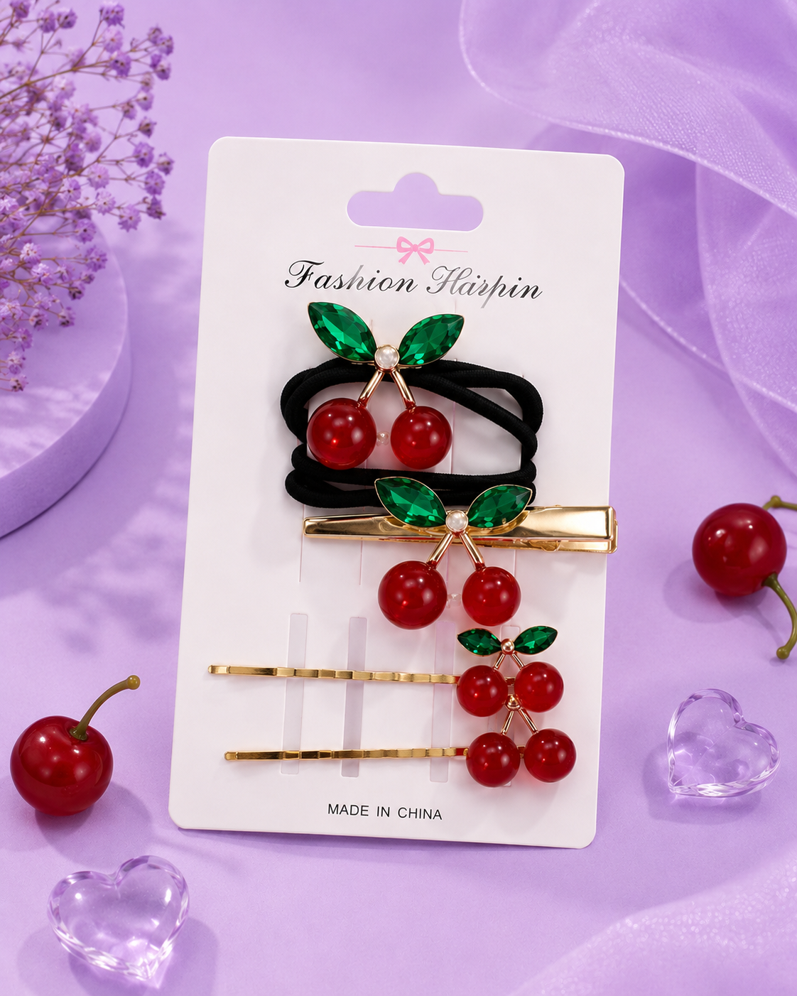 Set Cherry de cola y ganchitos