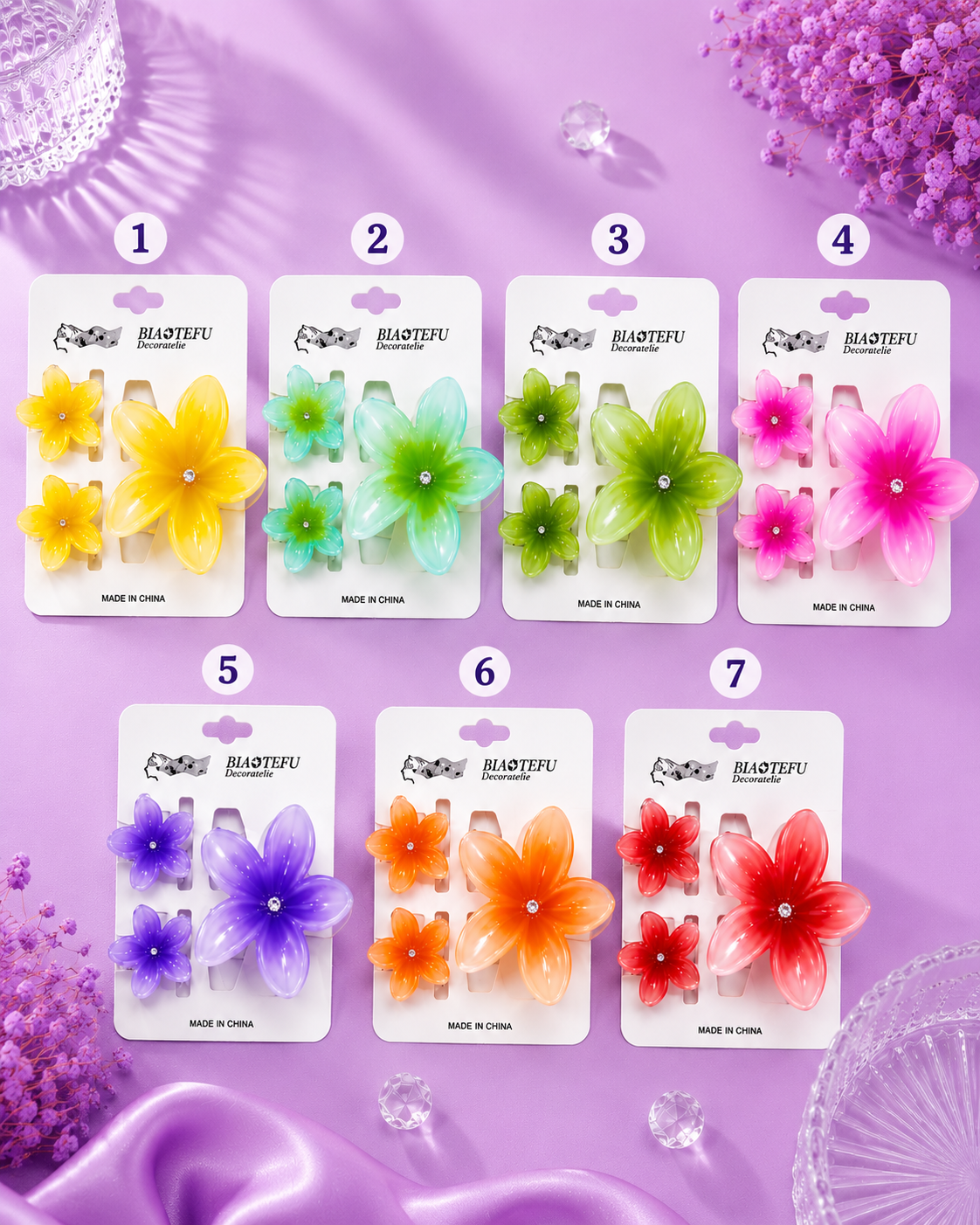 Set 3 ganchos hawaianos con brillo