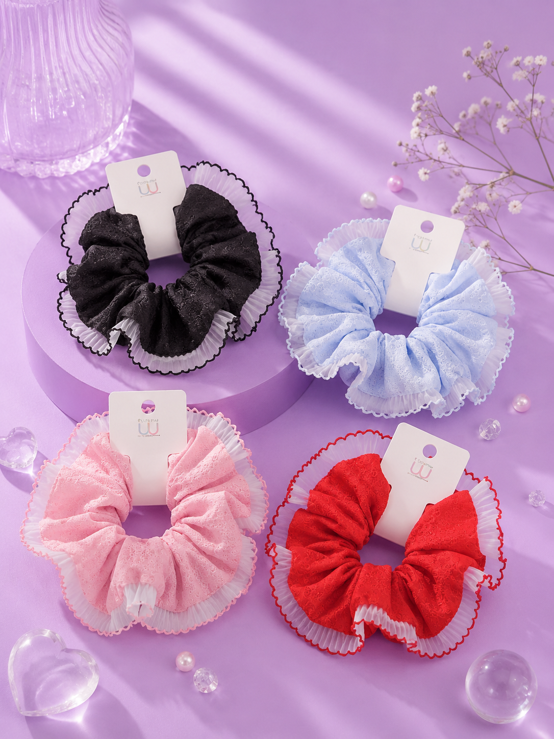 Scrunchie grande con encaje