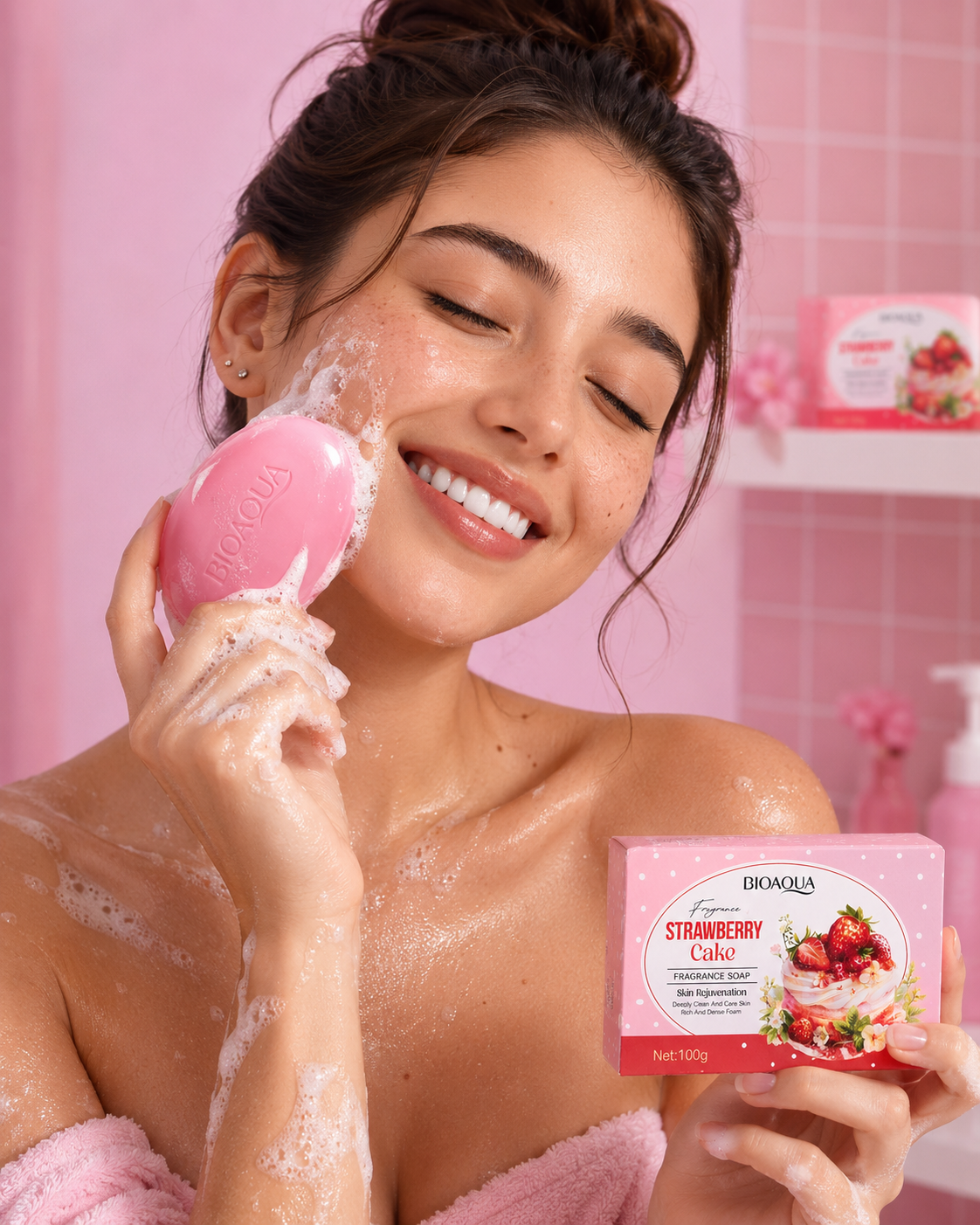 Jabon bioaqua de pastel de fresa
