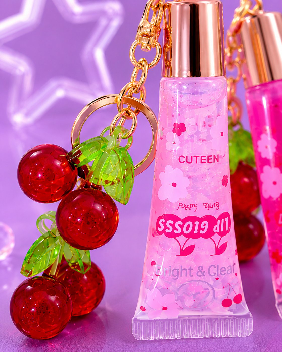 Lip gloss llavero de cereza