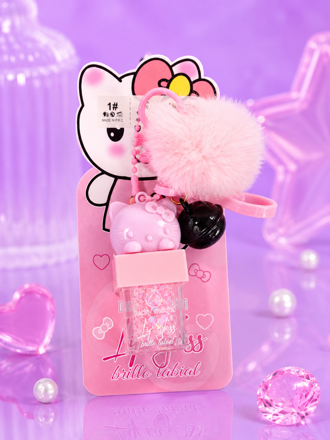 Lip gloss hello kitty con pompon