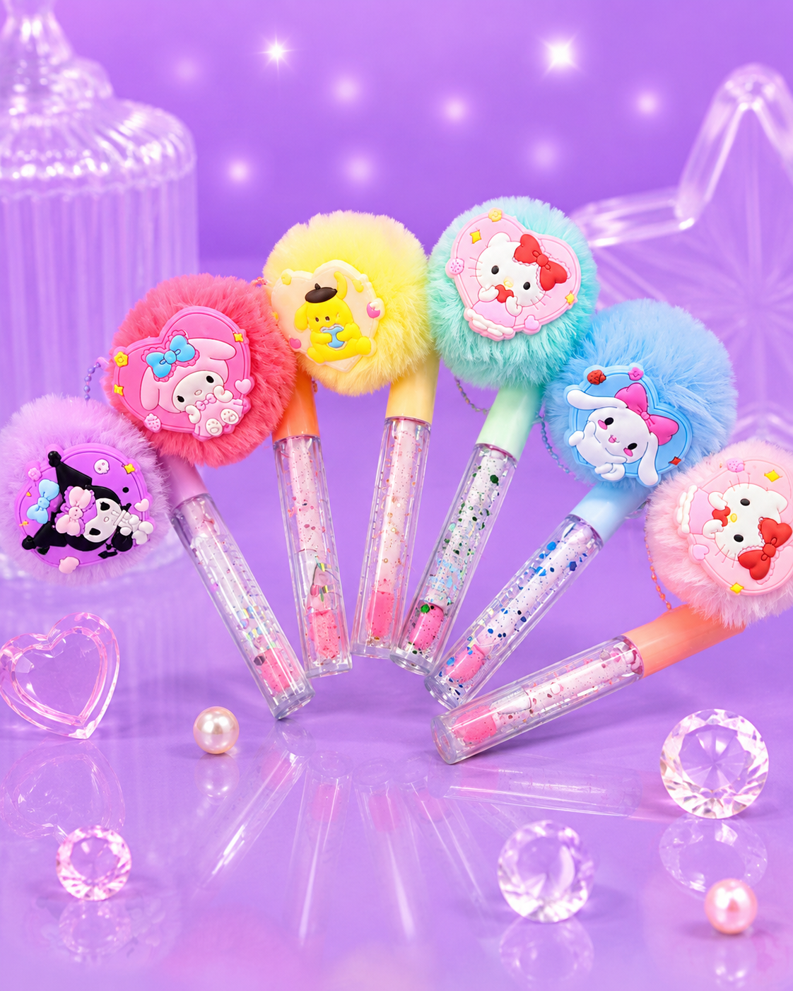 Lip gloss con llavero de pompón Sanrio