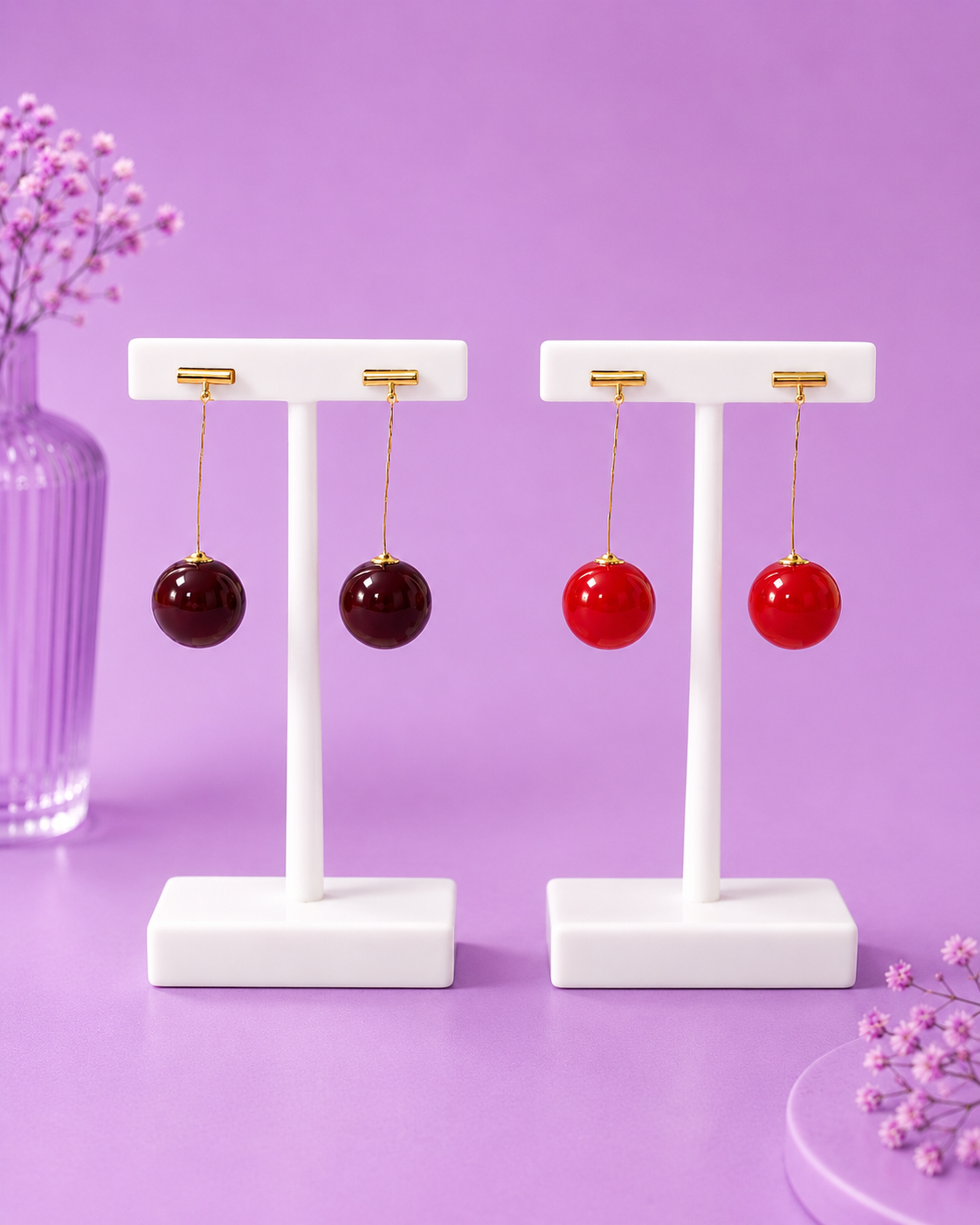Aretes de cereza colgante