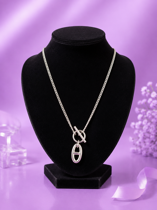 Collar plateado estilo hermes