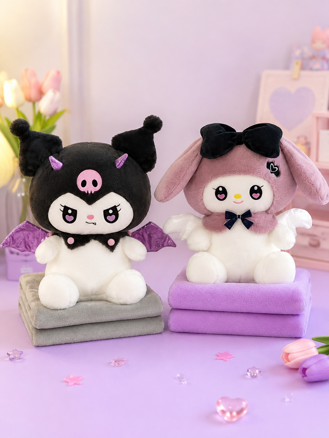 Peluche Sanrio con cobija 50cm