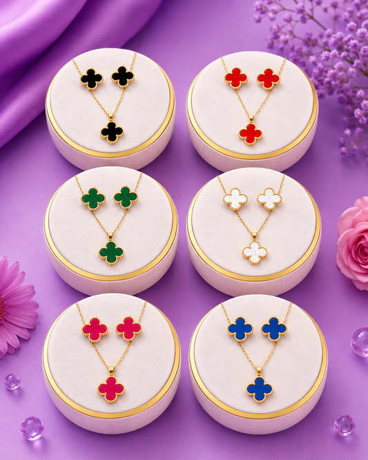 Set de arete y collar estilo van cleef
