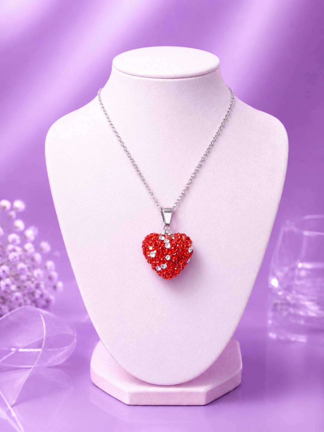 Collar corazón de piedritas