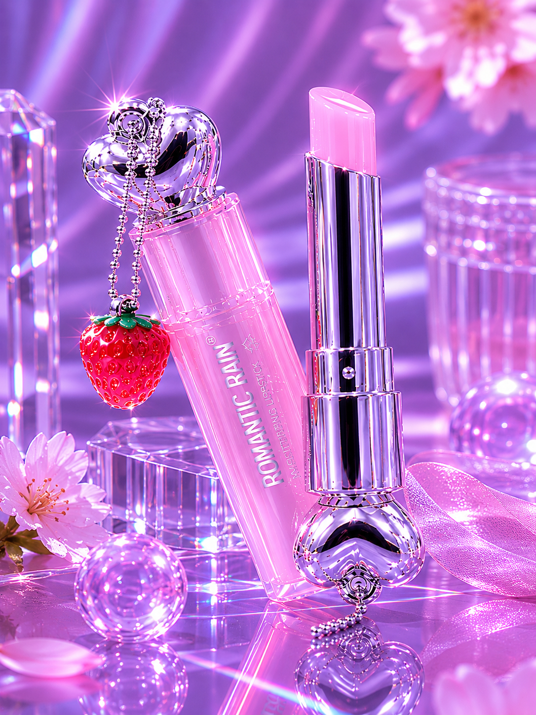 Bálsamo estilo Dior con llavero de fresa
