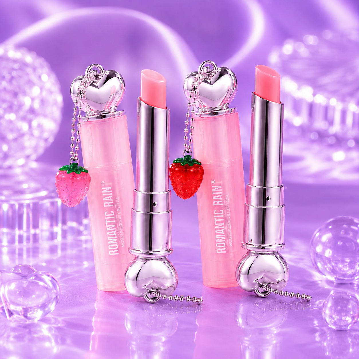 Bálsamo estilo Dior con llavero de fresa