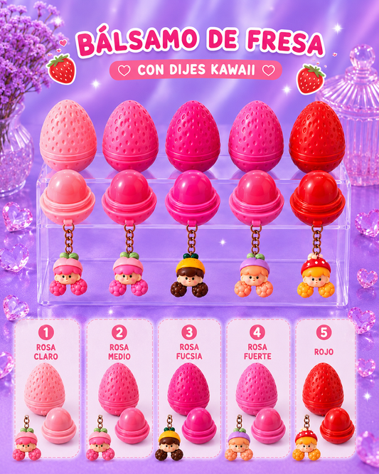 Bálsamo de fresa con dije kawai