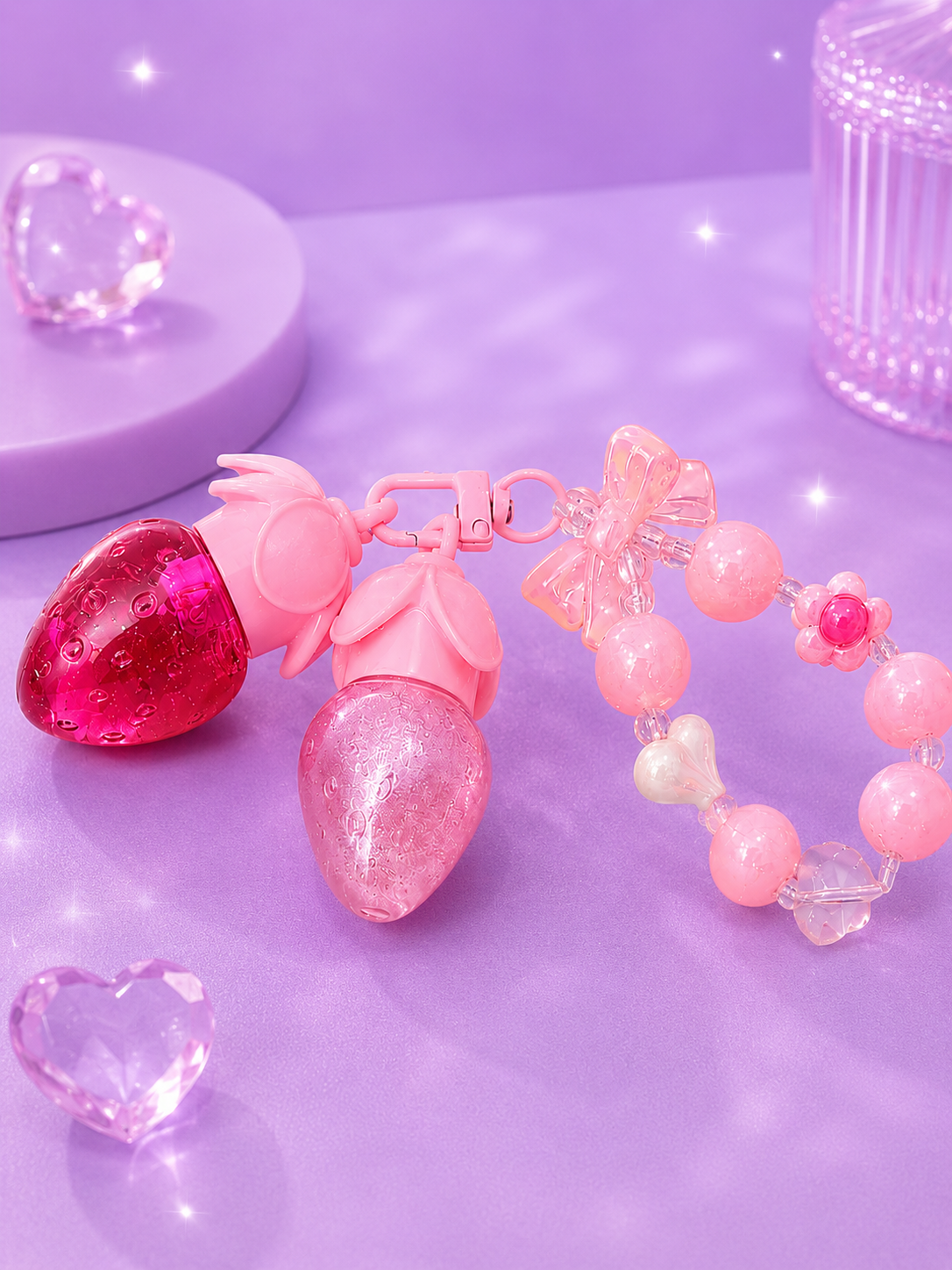Gloss de fresa doble con pulsera