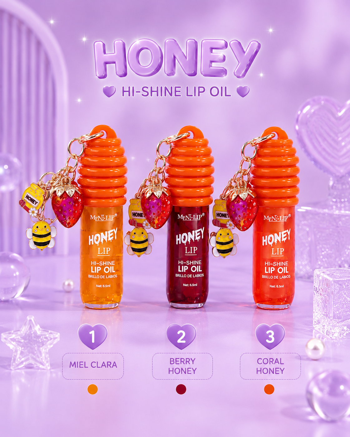 Lip oil de miel con llaveros
