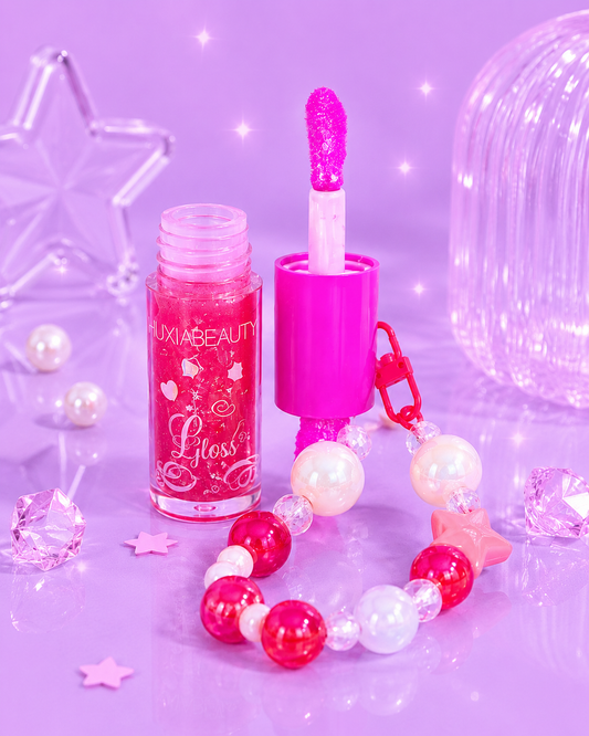 Lip gloss con llavero en cajita
