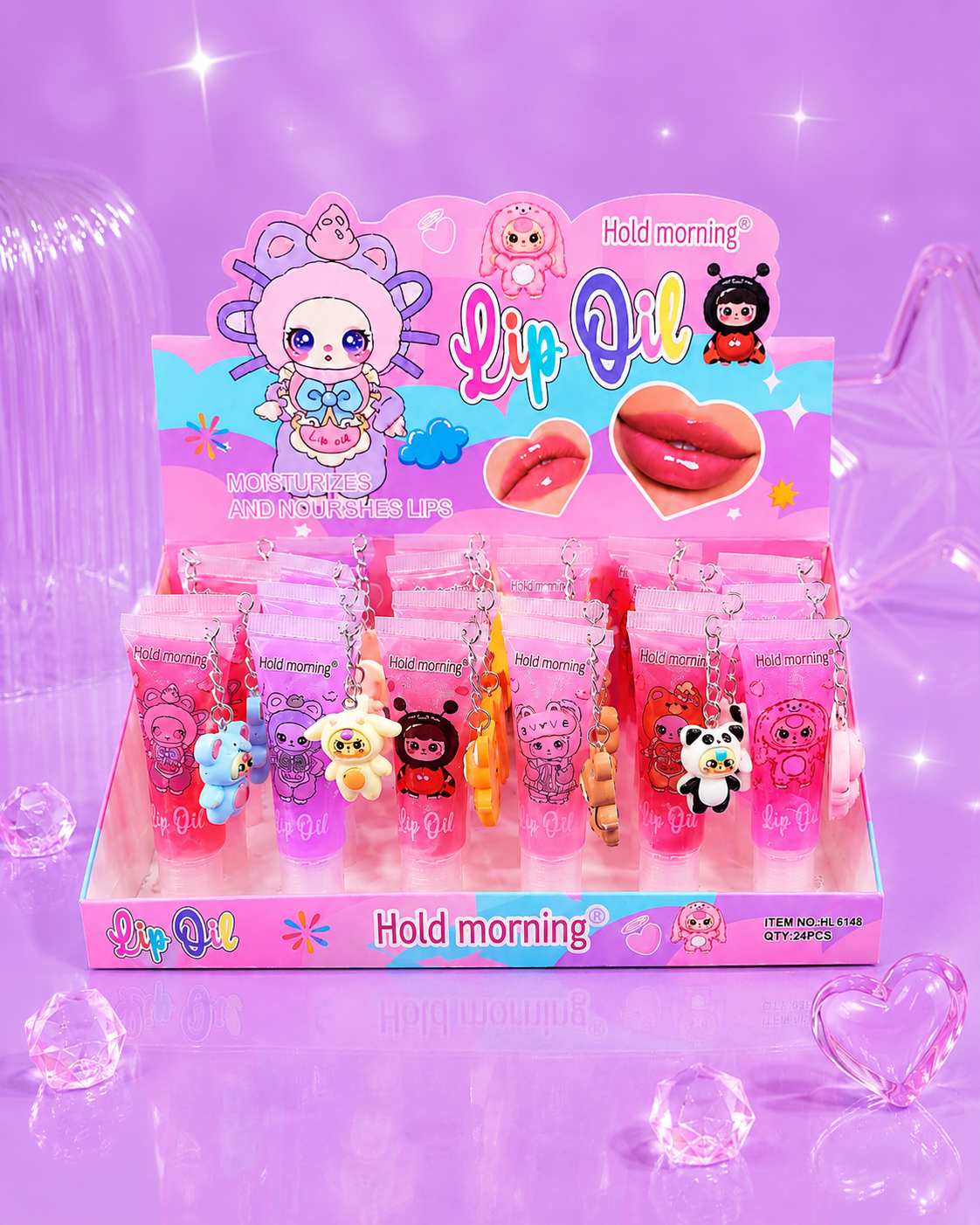 Lip gloss con llavero kawai