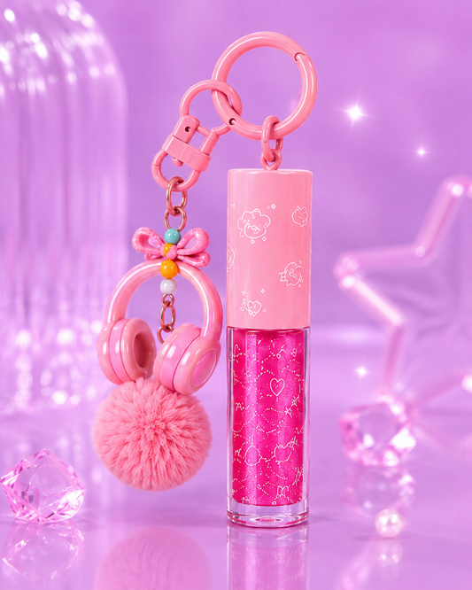Lip gloss pompón audífonos