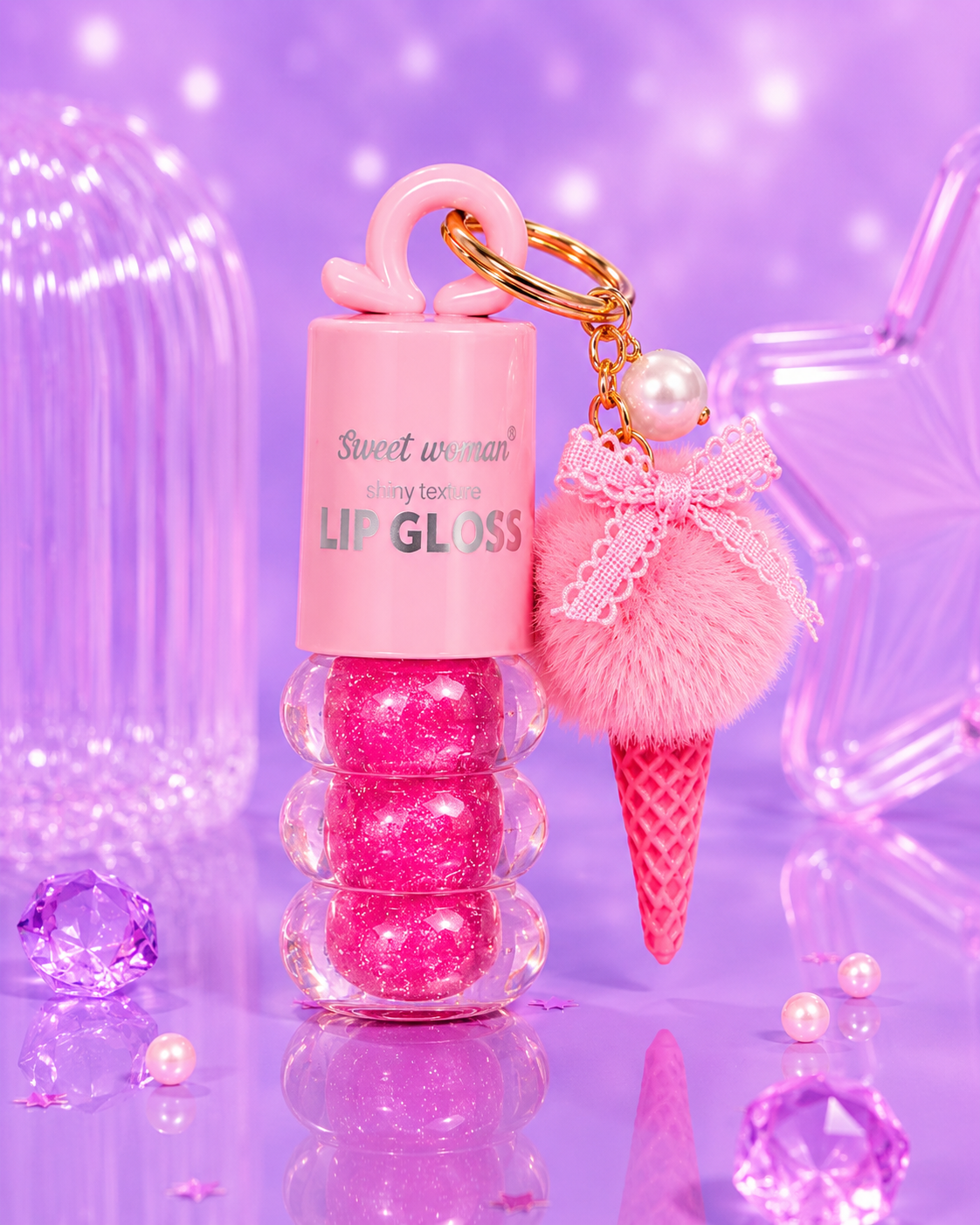 Lip gloss cono de pompón coquette