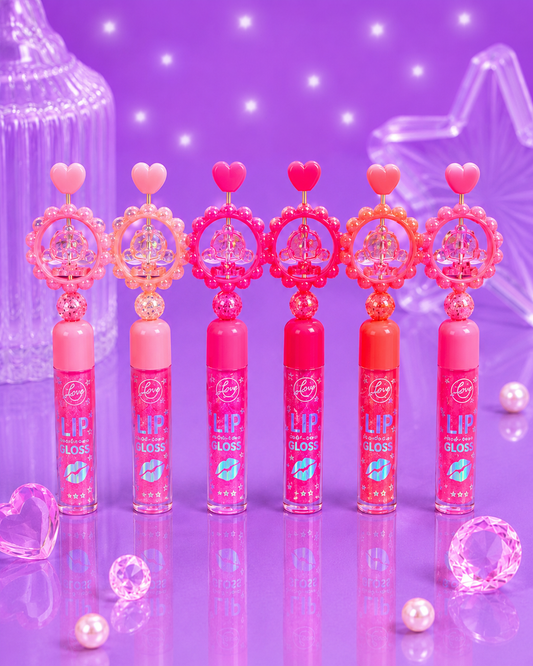 Lip gloss mágico con decoración giratoria