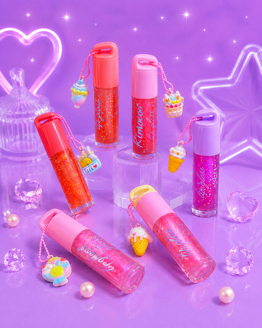 Lip gloss con llavero de helados