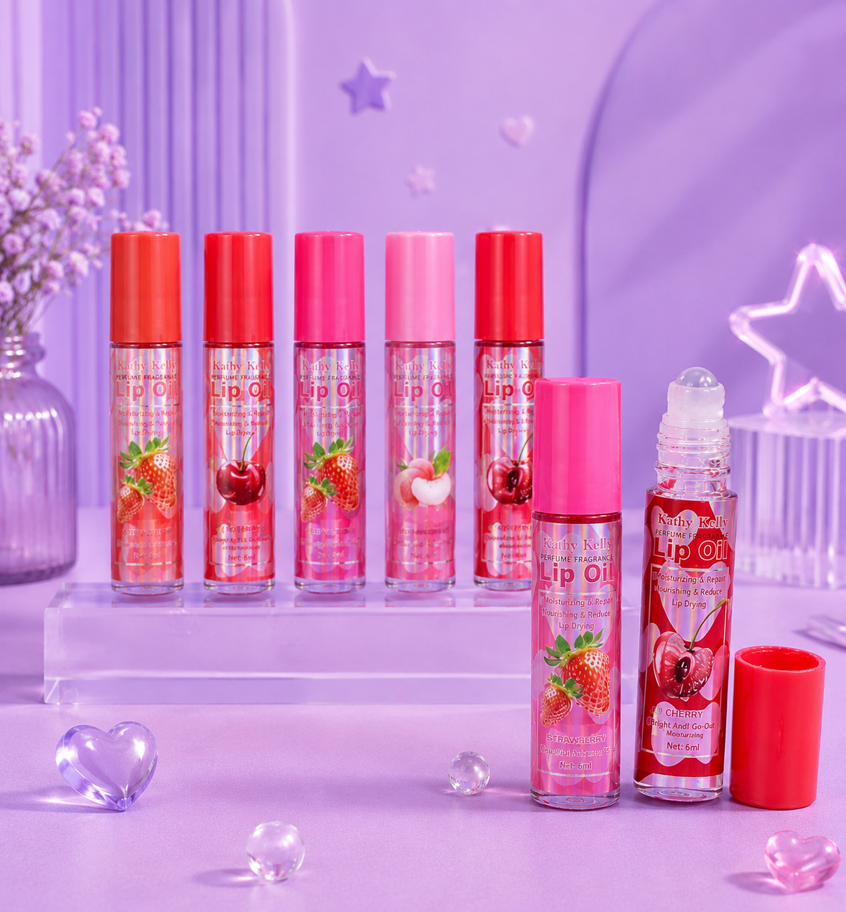 Lip oil roll on de frutos rojos