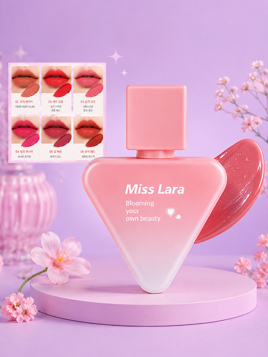 Labial mate con acabado glitter
