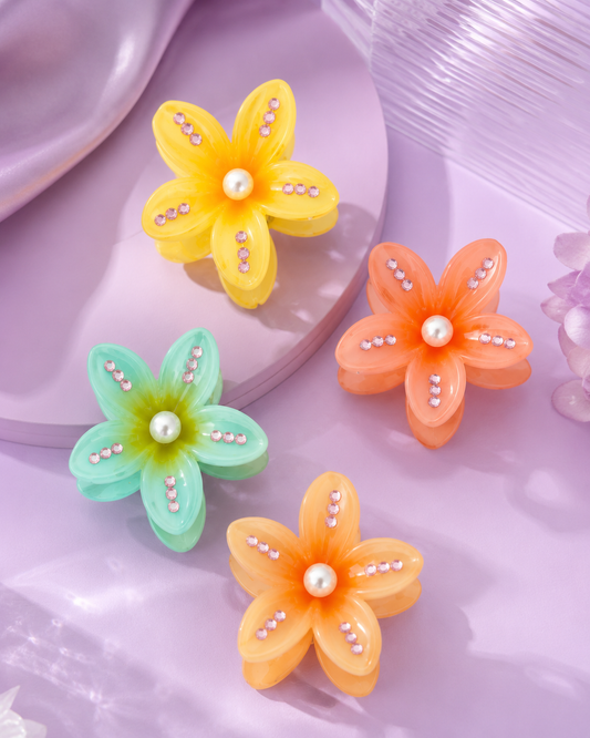 Gancho hawaiano con perla y cristales rosa